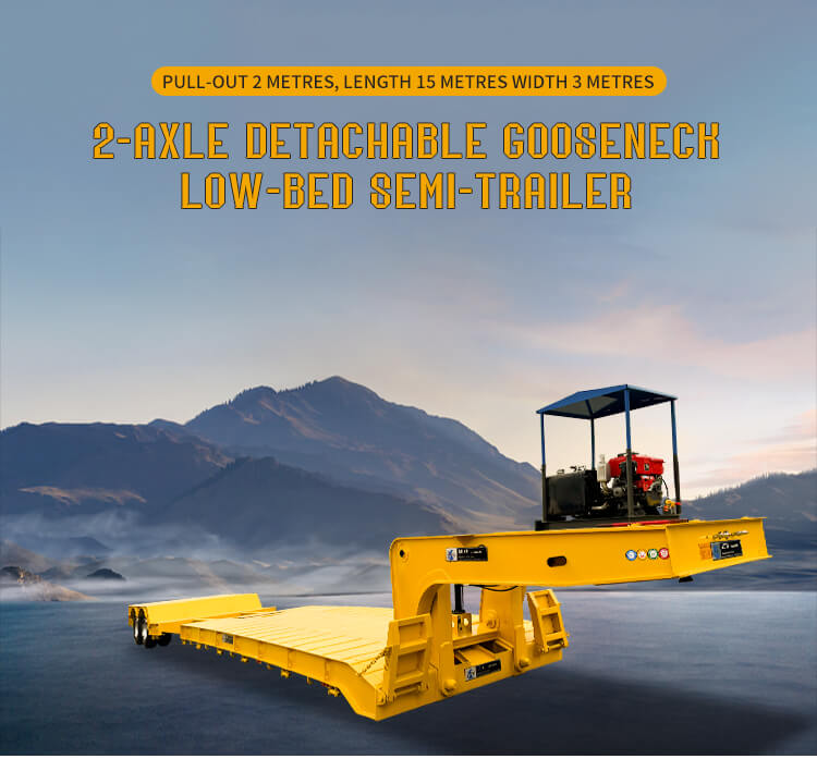 Xe moóc cổ ngỗng cổ ngỗng 2 trục 120 tấn có thể tháo rời bằng thủy lực