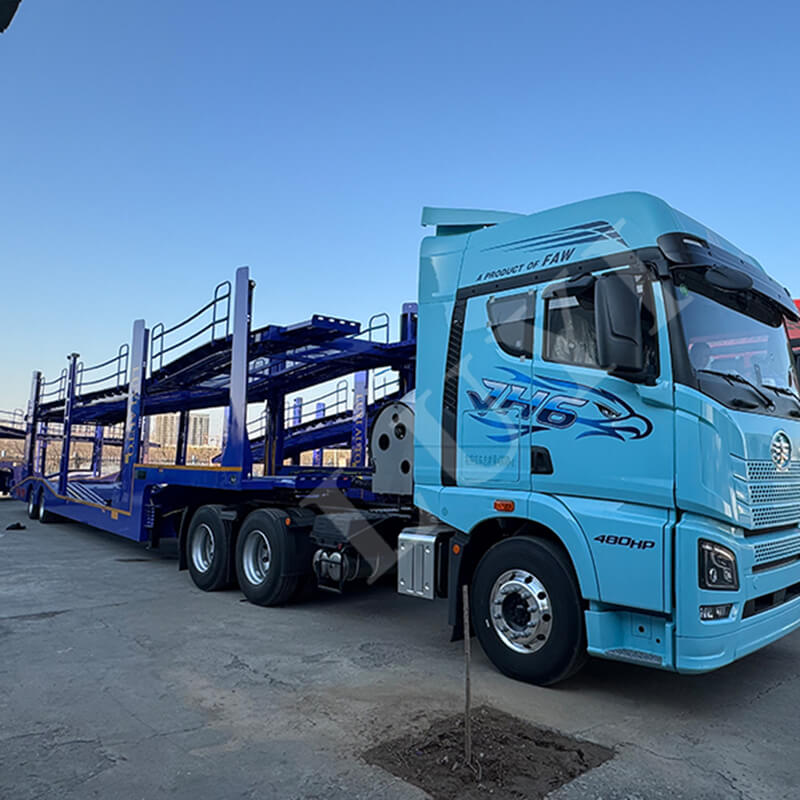 Đáp ứng chính xác nhu cầu hậu cần! Sơmi rơmoóc chở 8 xe Luyi giao hàng cho Mozambique