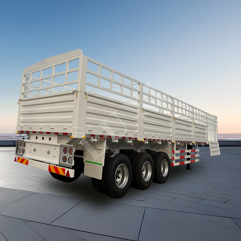 3 trục 1,5 mét Tủ búp phê Bán rơ moóc để vận chuyển 80 tấn Đa chức năng Tường bên Tủ chở hàng Xe tải bán rơ moóc