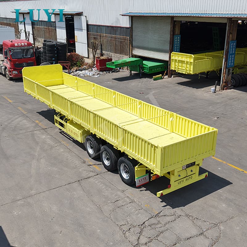Trailer bán tường mở 3 trục cho container 60 tấn, vận chuyển hàng rời và vận tải hàng hóa tổng hợp