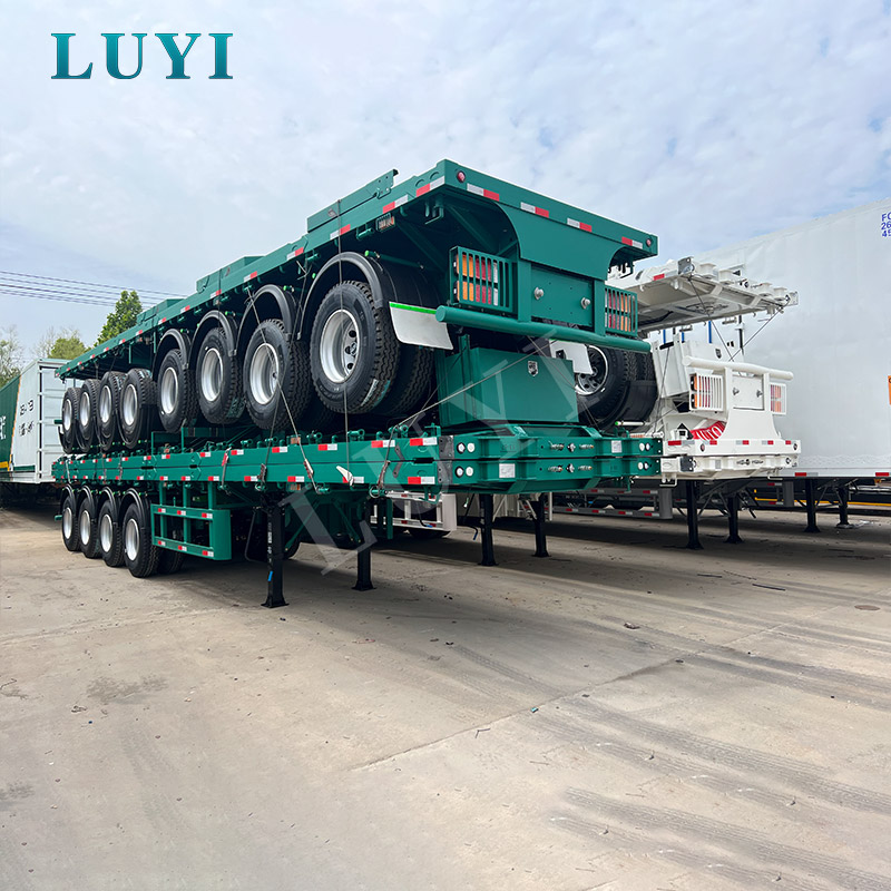 Rơ moóc bán tải phẳng 4 trục 80 tấn dành cho vận tải container, máy móc và hàng hóa hạng nặng