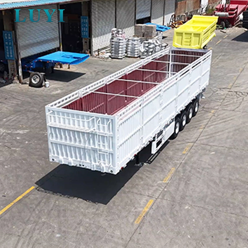 Xe moóc bán hàng rào cao 4 trục 80 tấn để vận chuyển hàng rời và container
