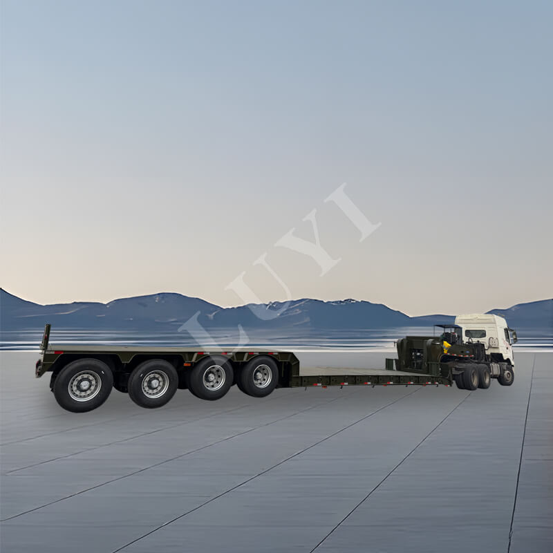 Rơ moóc xe tải giường thấp 150 tấn cổ ngỗng 4 trục có thể tháo rời Rơ moóc xe tải giường thấp 150 tấn cổ ngỗng 4 trục có thể tháo rời