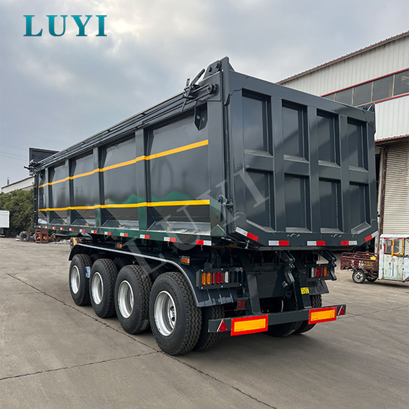 Sơ mi rơ moóc 4 trục lật phía sau để vận chuyển vật liệu rời