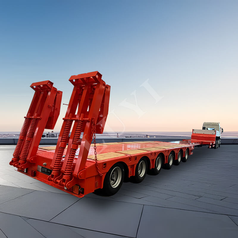 Rơ moóc 6 trục, Rơ moóc cổ ngỗng 80 tấn, 100 tấn, 120 tấn, Rơ moóc giường thấp có thể thu vào