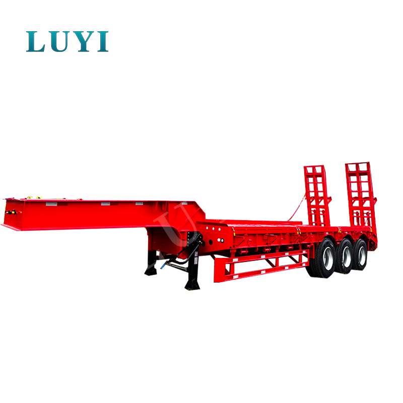 Chất lượng cao Sơ mi rơ moóc sàn thấp 3 trục 60 tấn có thể tháo rời cổ ngỗng