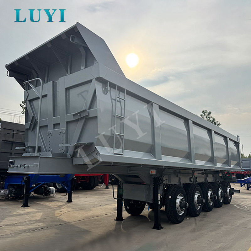 Sơ mi rơ moóc lật sau năm trục LUYI màu xám